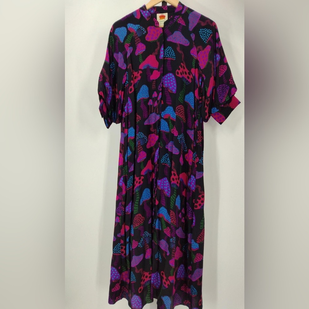 Farm Rio Black and Purple Midi Dress